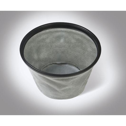 BLACKDECKER BV2000 mesh filter basket with black rim, photography, top angle on white background.