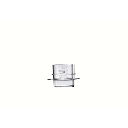 BLACKDECKER BX650G food processor close-up of black lid with locking arrow, white background.