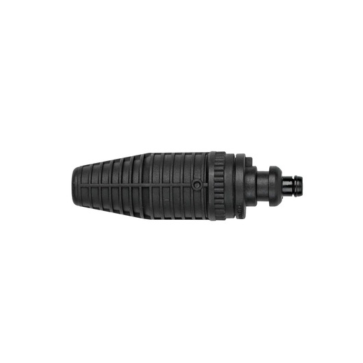 BLACKDECKER BXPW1400E black pressure washer nozzle, textured surface, side angle on white background.