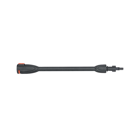 BLACKDECKER BXPW1400E pressure washer nozzle lance, black plastic, side angle on white background.