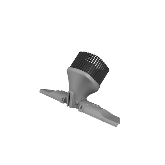A vacuum cleaner accessory attachment from BLACK+DECKER, featuring a gray plastic body with a brush head, designed for cleaning various surfaces.