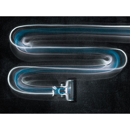 BLACKDECKER CUA525BH vacuum cleaner head with light trail effect on black background, top view.