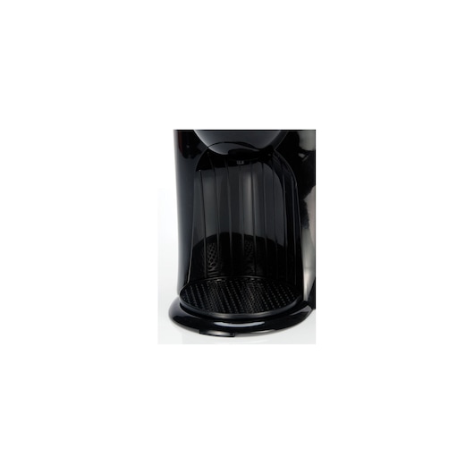 BLACKDECKER DCM25 coffee maker drip tray in black, closeup on white background.