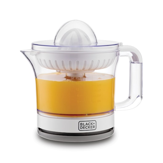 Citrus Juicer Black and Decker Juicer Front View with Orange juice inside the jug