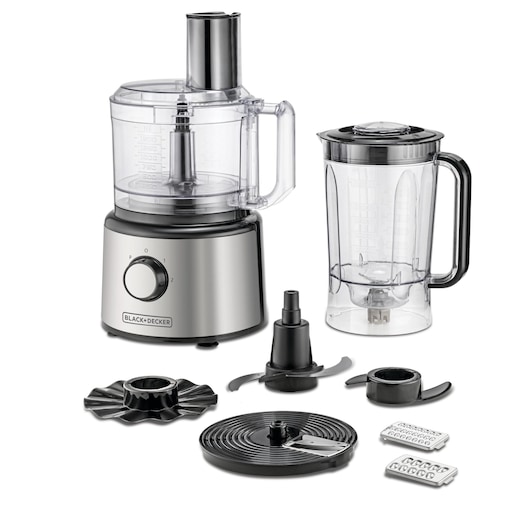 Food Processor Black and Decker 750W Multifunction Food Processor Black Stainless Steel full set with blender and 8 accessories