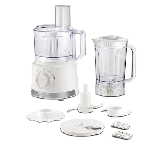 Food Processor Black and Decker 750W Multifunction Food Processor White Plastic full set with blender and 8 accessories