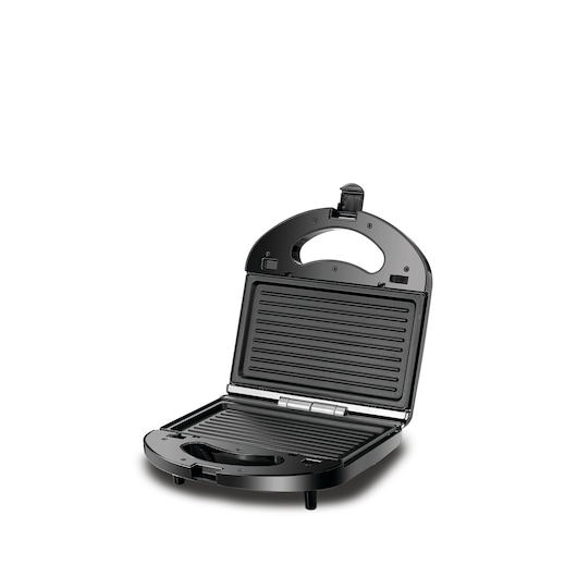 2 Slice Sandwich Maker Black and Decker 2 in 1 Grill and Sandwich Maker Open Unit Side View with Non-Stick Grill Plates