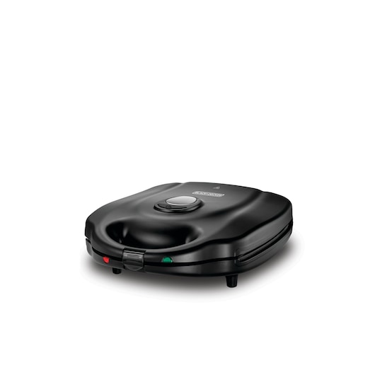 3 in 1 Black and Decker 4 Slice Sandwich, Grill and Waffle Maker front view in closed configuration