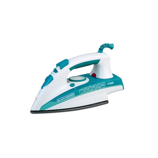 1750W Black and Decker Steam Iron with Non-Stick Soleplate front view with logo and icons with temperature and steam controls