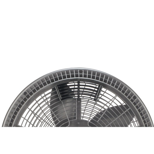 BLACKDECKER FB1620 photography of black plastic fan front view and blade behind protective grille.