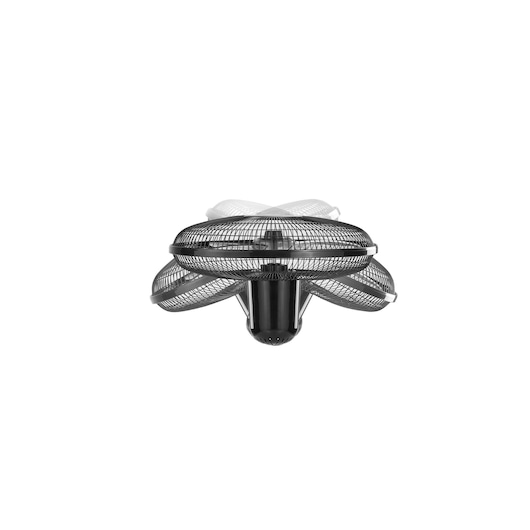 Photo of BLACK+DECKER FS1620 oscillating black stand fan, front angle on white background.