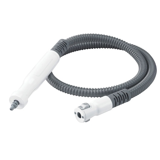 A flexible gray and white hose attachment, likely for a steam cleaning device or household appliance, displayed on a white background.