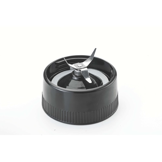 BLACKDECKER FX400BMG blender blade assembly, black plastic base with metal blades, front angle.