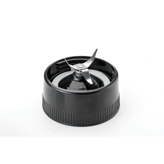 BLACKDECKER FX400B blender blade assembly, black plastic base, front angle, photo on white background.