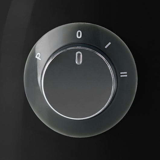 BLACKDECKER FX400B appliance control knob in black with power settings, front angle.