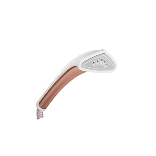Photo of BLACKDECKER GST1600 steam iron head in white and copper, angled on white background.