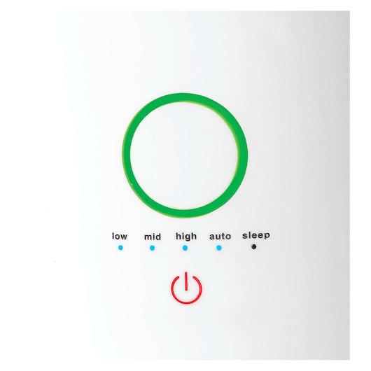 BLACKDECKER HM4000 front view, white panel with green ring, mode indicators, and red power symbol.