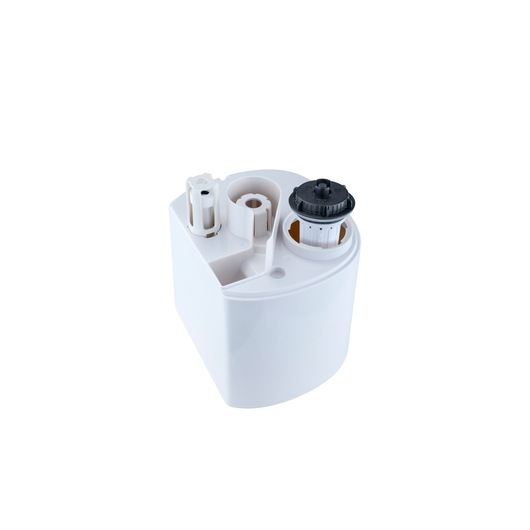 Photo of BLACKDECKER HM4000 humidifier water tank with white body and visible filter, angled on white background.