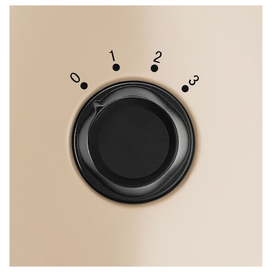BLACKDECKER OR070D appliance close-up showing black control knob with four settings on beige background.