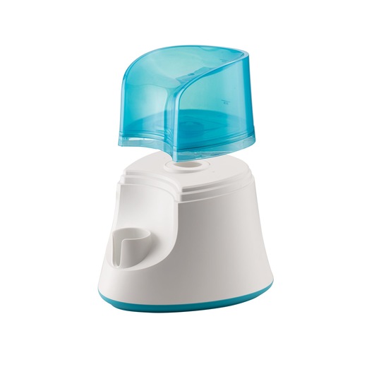 BLACKDECKER PGST120 white and blue countertop steam inhaler, front angle, white background.