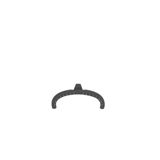 Photo of BLACKDECKER PGST120 curved black replacement guard, accessory part on white background, front angle.