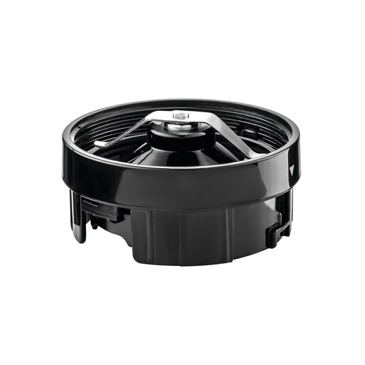 Photo of BLACKDECKER SBX300BCG black circular appliance lid with metal component, shown on white background.