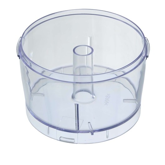 BLACKDECKER SC5000 clear plastic food processor bowl, top view, white background.