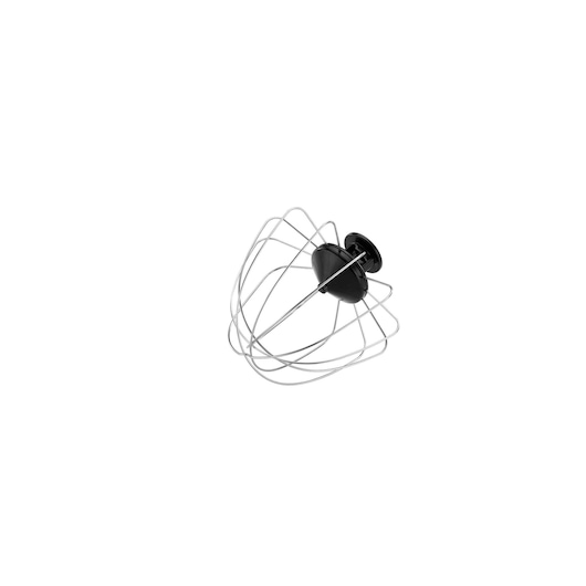 A wire whisk attachment with a black plastic base, used for mixing and whipping ingredients, shown against a white background.