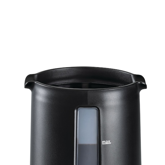 BLACKDECKER coffee maker TCM700 with black matte finish, close-up front angle showing water level indicator.