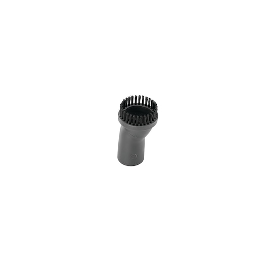 BLACKDECKER VM2080 vacuum cleaner round brush attachment, black, front angle on white background.