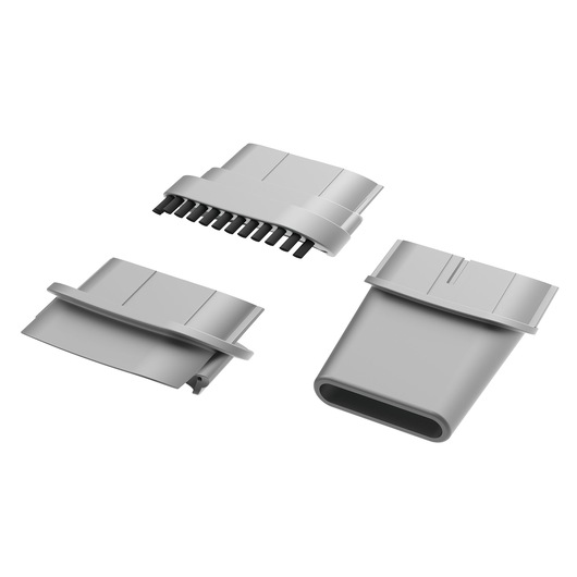 BLACKDECKER WDB115WA vacuum cleaner accessory set, three gray nozzle attachments, product photography, top angle